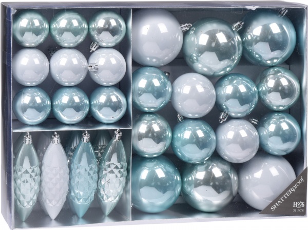 Набір ялинкових іграшок пластикових блакитних 31 шт./уп. 