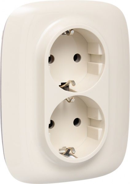 Розетка подвійна із заземленням Legrand Allure без шторок кремовий 753826
