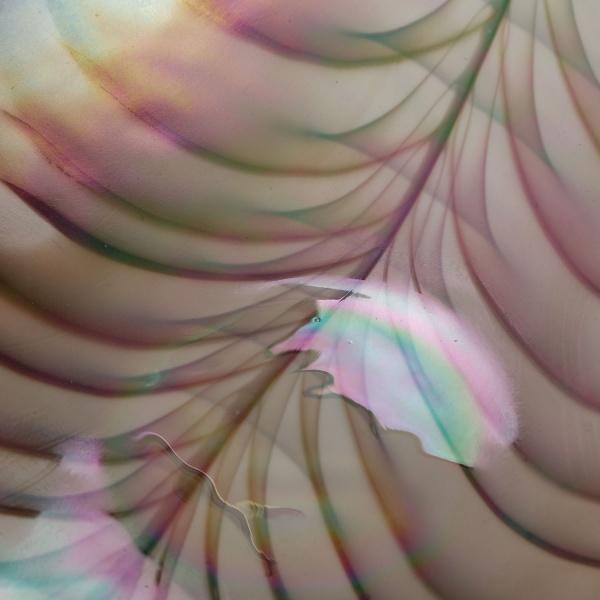 Фруктовница Yalos Murano FILIGRANA MONE 23 см слоновая кость с коричневой филигранью и перламутровым эффектом 