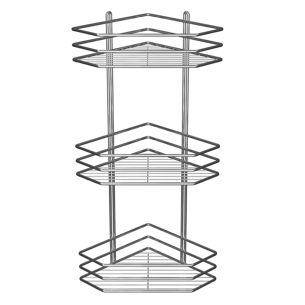 Полка для ванной Метал-Стиль угловая 25 см 3-ярусная хром ПВ-25332