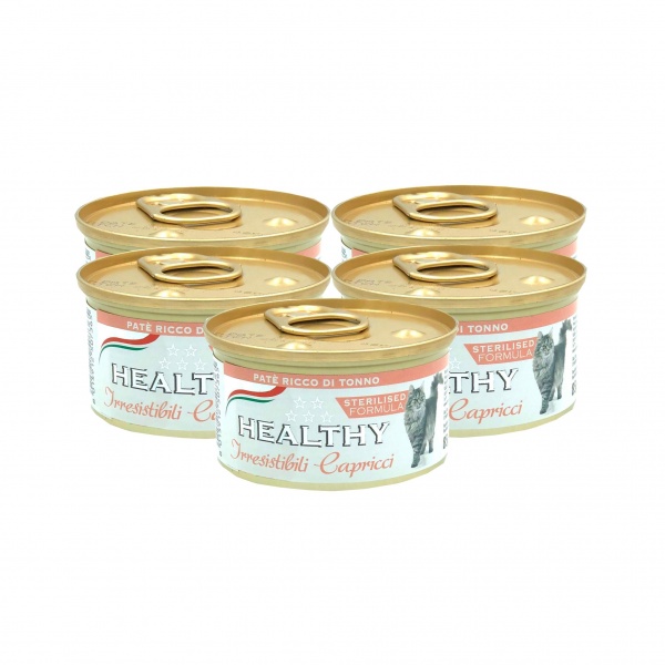 Консерва для вибагливих та стерилізованих кішок Healthy Irr.Cap 4+1 5x85 г тунець і жом з буряка