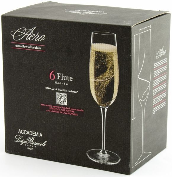 Набор бокалов для шампанского Aero 235 мл 6 шт. Luigi Bormioli