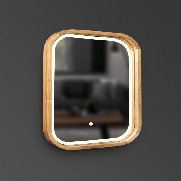 Зеркало со встроенной подсветкой Luxury Wood Balance SLIM LED ясень натуральный 650x650 мм 