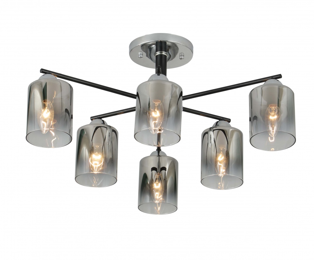 Люстра стельова Sensio Nirva 6x40 Вт E27 хром/чорний/прозорий LS-07274/6S-E2740W