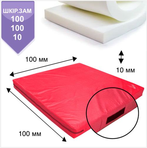 Мат гімнастичний BOYKO SPORT 100x100x10 см bs4012103007 червоний
