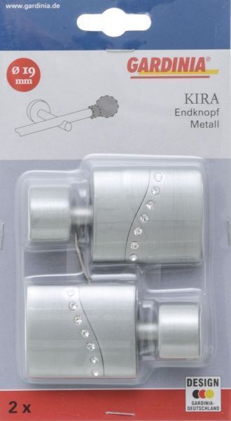 Наконечник Gardinia Kira Флет d19 мм срібний 2 шт. 