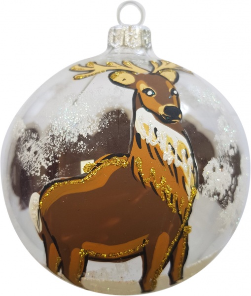 Куля новорічна Юріта Пейзаж з Оленем круговий d 110 мм прозорий 100451G