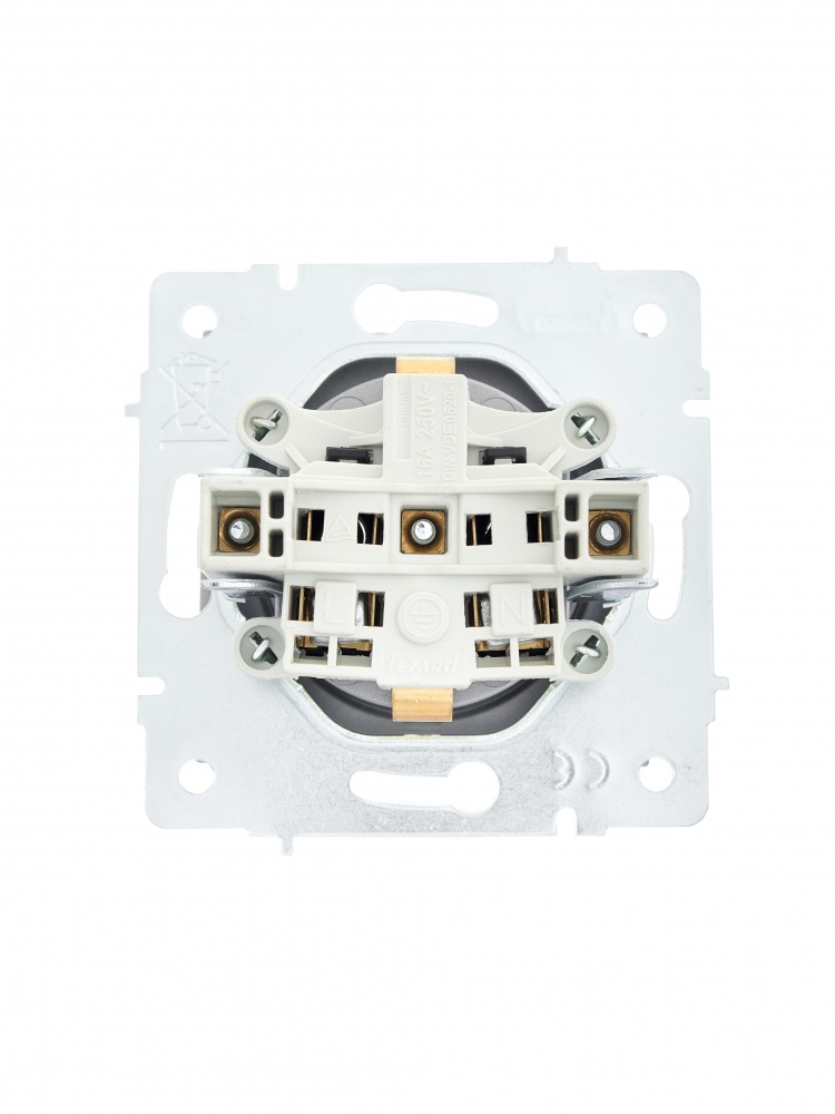 Механізм розетки 1 із заземленням Lezard Vesna IP20 сірий 742-3588-122B