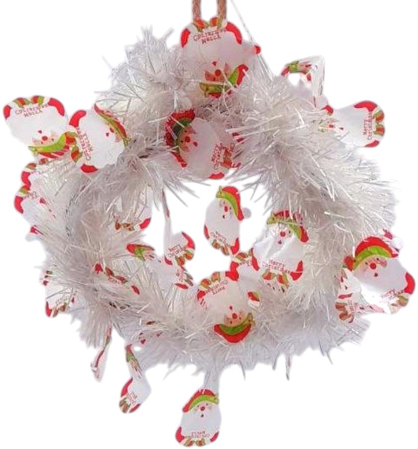 Вінок новорічний штучна хвоя білий (2308-3565) d200 мм