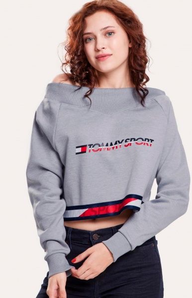 Джемпер Tommy Hilfiger CROP V NECK SWEATER WITH TAPE S10S100363001 р. L светло-серый