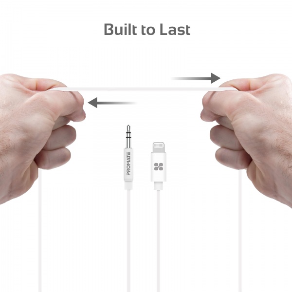 Перехідник Promate AudioLink-LT1 Lightning to Jack 3.5 мм 1 м білий (audiolink-lt1.white) 