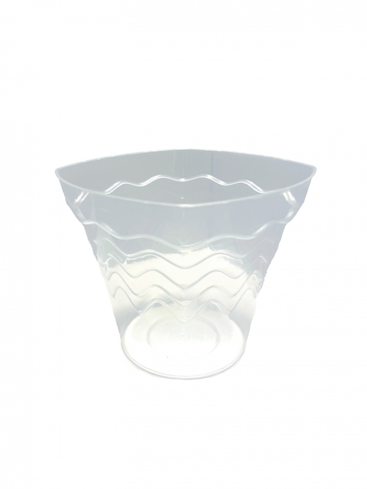 Кашпо для орхидей пластик Волна D184 фигурный белый/прозрачный 2 л