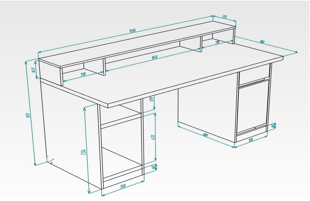 Стол письменный DC Фоджа 750х1550х700 мм нимфея альба/дуб тахо