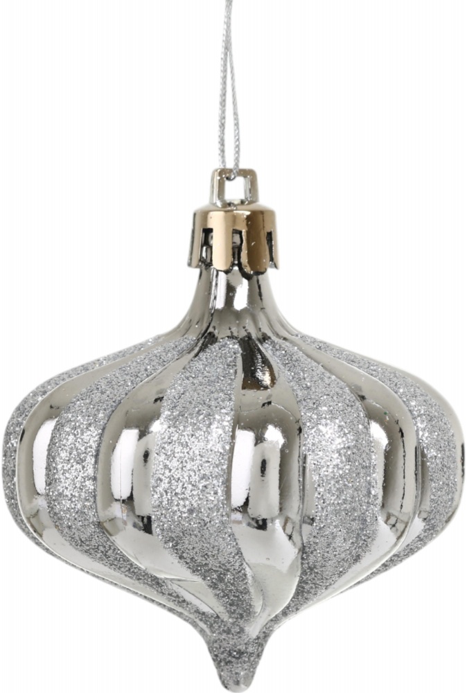 Набор подвесок шар/сосулька/волчок серебристый d 60 мм 3 шт./уп.