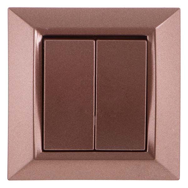 Выключатель двойной Underprice Vesta коричневый металлик