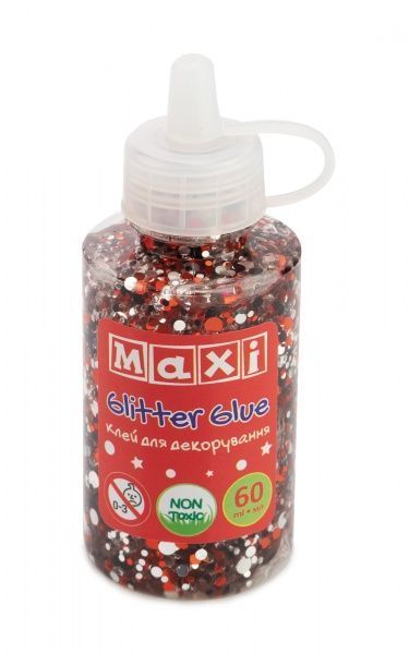 Клей для декорирования с конфетти и блестками 60 мл черный Maxi MX61751