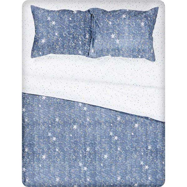 Комплект постельного белья двуспальный Galaxy темно-синий с белым