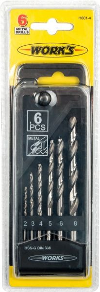 Набор сверл по металлу Work's 2-8 мм 6 шт. H601-4
