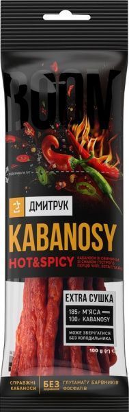 Снеки ДМИТРУК Kabanosy з гострим перцем 100 г 