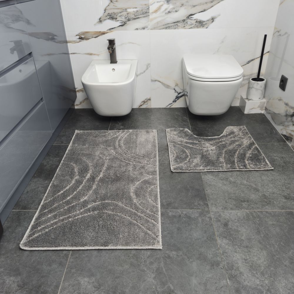 Набор ковриков Dariana Joy 57х100 см + 57x50 см серый абстракция