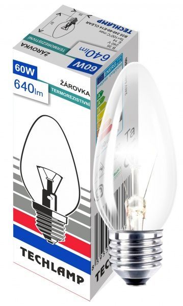 Лампа розжарювання Techlamp B35 60 Вт E27 230 В прозора 