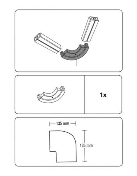 Поворот внутрішній Gardinia одинарний набірний білий 