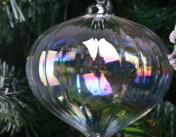 Ялинкова іграшка у формі цибулини прозора 