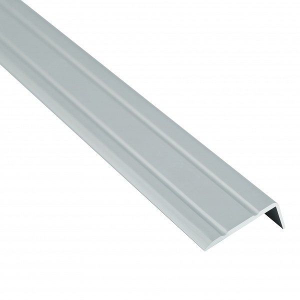 Поріжок алюмінієвий сходовий для плитки 24,5 х 10 мм Braz Line кутовий без отворів 900 мм срібло 