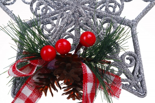 Верхівка для ялинки 23х15х3 см EA0181S глянцева срібло 