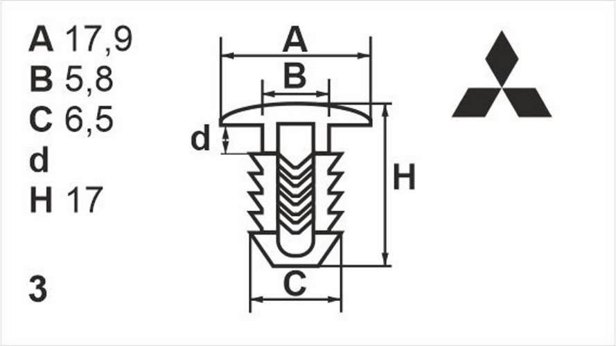 Клипса нажимная наружная (обшивка) Romix (B23186)