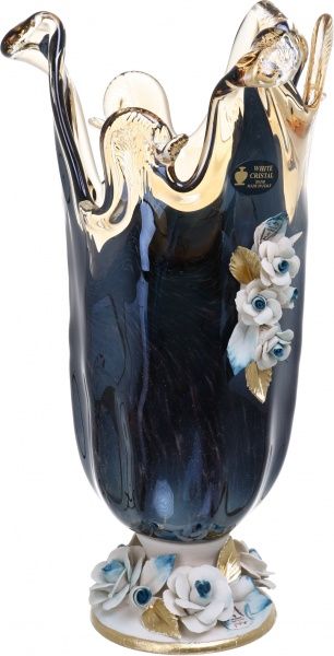 Ваза стеклянная синяя Murano 27x23x42 см White cristal