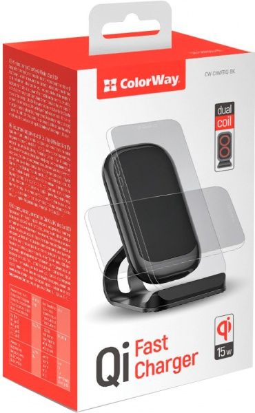 Бездротовий зарядний пристрій ColorWay Qi Fast Charger (15 W) CW-CHW31Q-BK