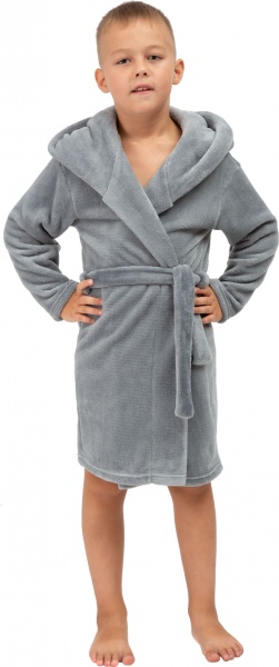 Халат дитячий для хлопчика Roksana Вушки №0051/90052 р.92-98 сіро-блакитний 