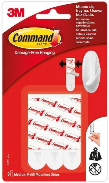 Полоски для крючков Command средние 9 шт. 17021