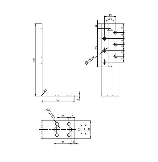 Кутник монтажний Domax L-подібний 80x55x30 мм 2 мм KRD3