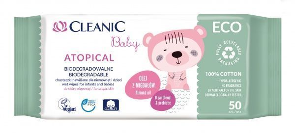 Дитячі вологі серветки Cleanic Eсо Baby Atopical 0+ 50 шт.