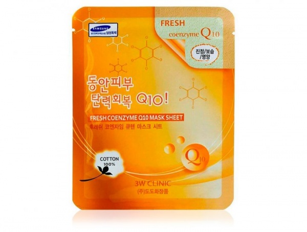 Маска для лица 3W Clinic тканевая Fresh Coenzyme Q10 23 г