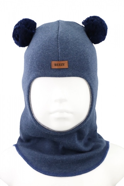 Шапочка детская для мальчика Beezy Мишка р.47-49 синий 1702 