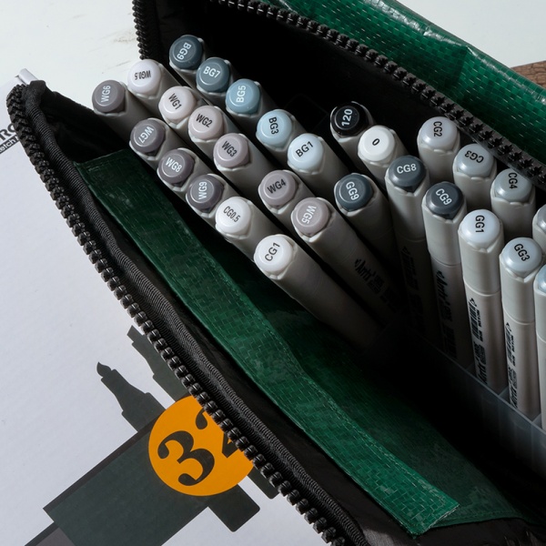 Набор маркеров Arrtx OROS ASM-03GY 32 цвета, серые оттенки LC302543 