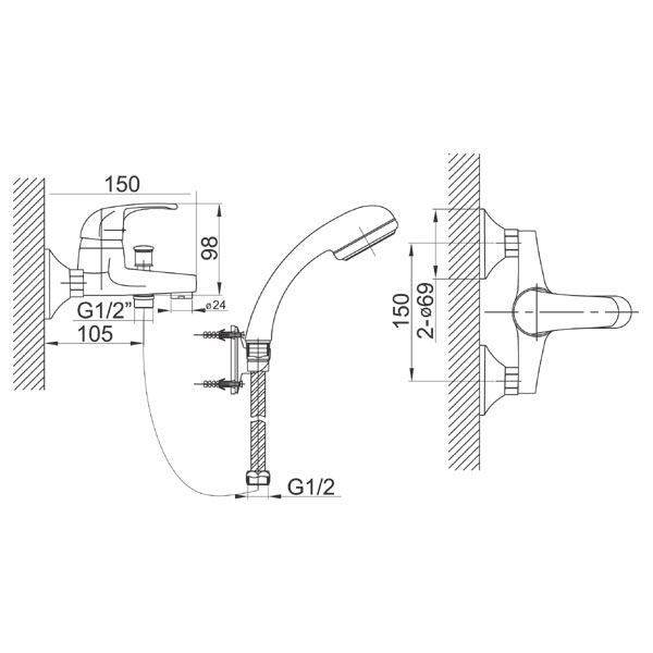 Змішувач для ванни Ferro Vasto BVA 11