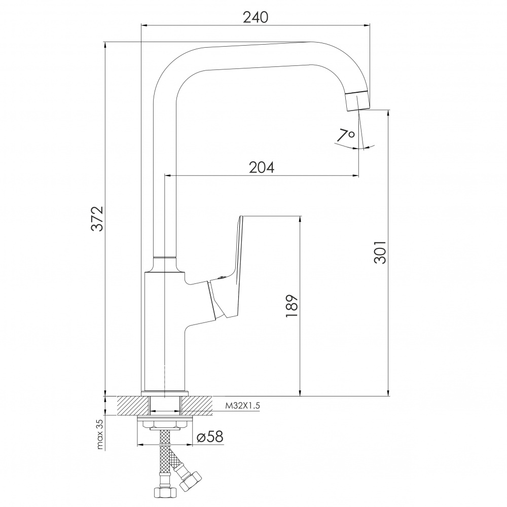 Смеситель для кухни Imprese RUBIN f03409901CD, хром