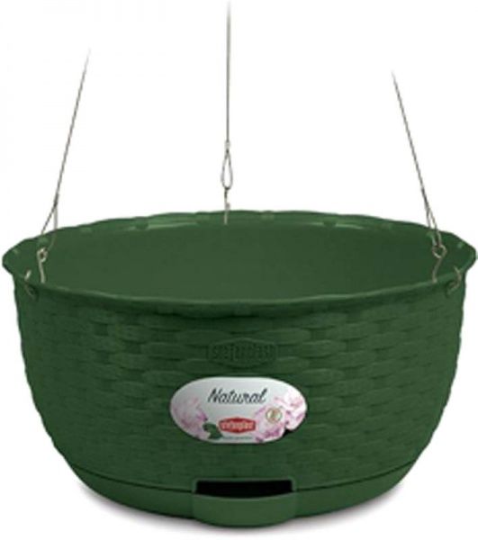 Кашпо пластиковое Stefanplast Natural круглый 5,9л темно-зеленый (75512) 