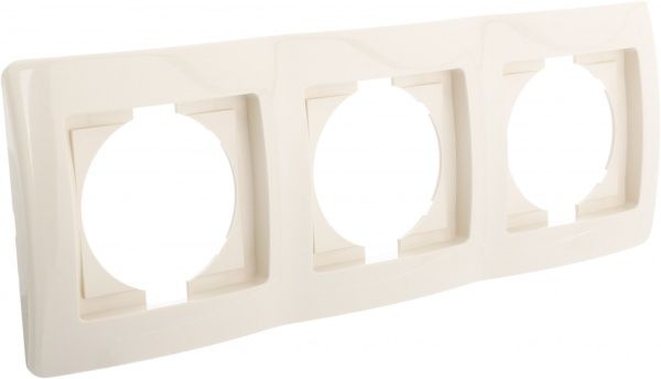 Рамка трехместная TEM Ekonomik вертикальная кремовый 4324152