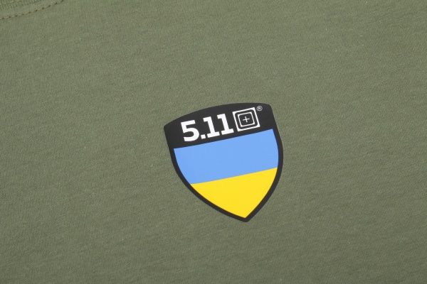 Футболка 5.11 Tactical Shield Ukraine [225] Military Green, M, з малюнком