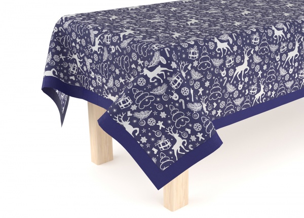 Скатерть 140x220 см синий с рисунком Homeline 