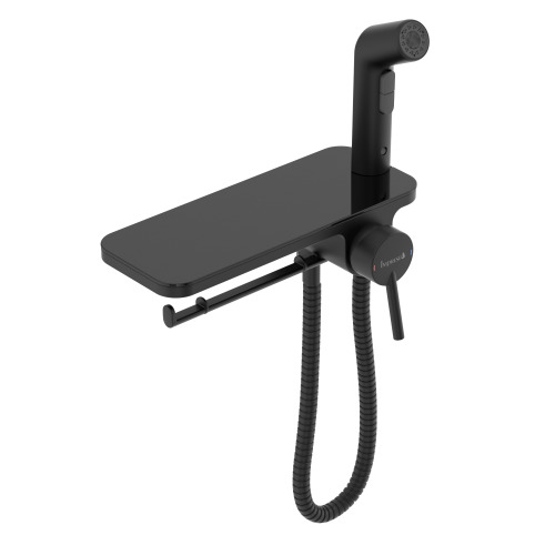 Гигиенический душ Imprese скрытого монтажа, LORETA черная полочка, черный матовый