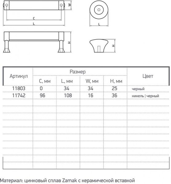 Меблева ручка 11742 96 мм нікель Ferro Fiori М 0540.096.B