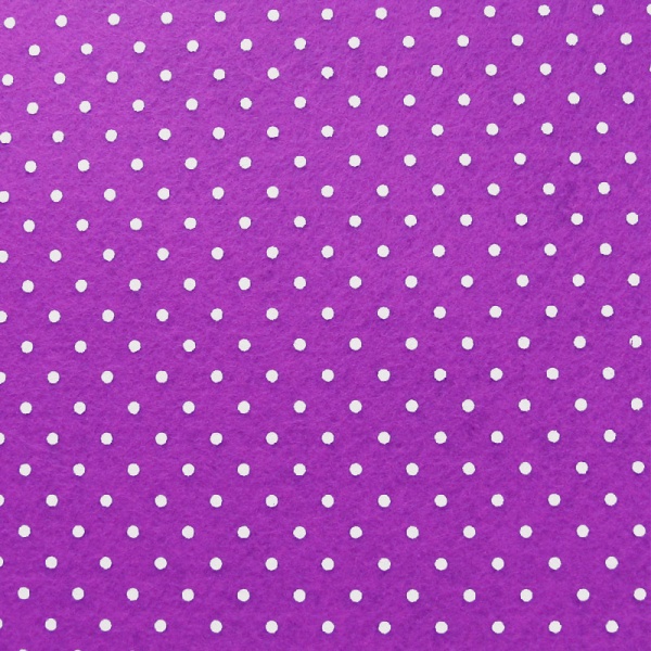 Фетр фіолетовий з принтом горох 165090 1 мм, 42,5x33 см