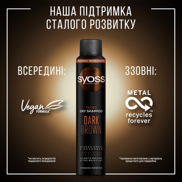 Сухой шампунь Syoss Dark Brown 200 мл 