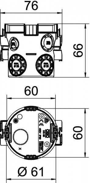 Коробка установча OBO Bettermann UG 66-GS для цегляної стіни 61х66 поліпропілен 2003703 